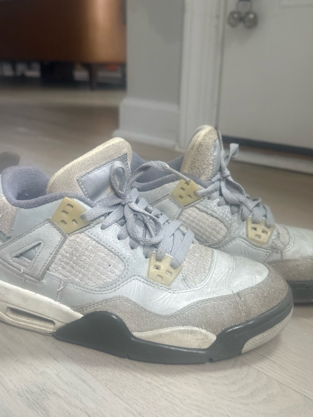Jordan Kids Gray and Beige Retro Basketball Sneakers